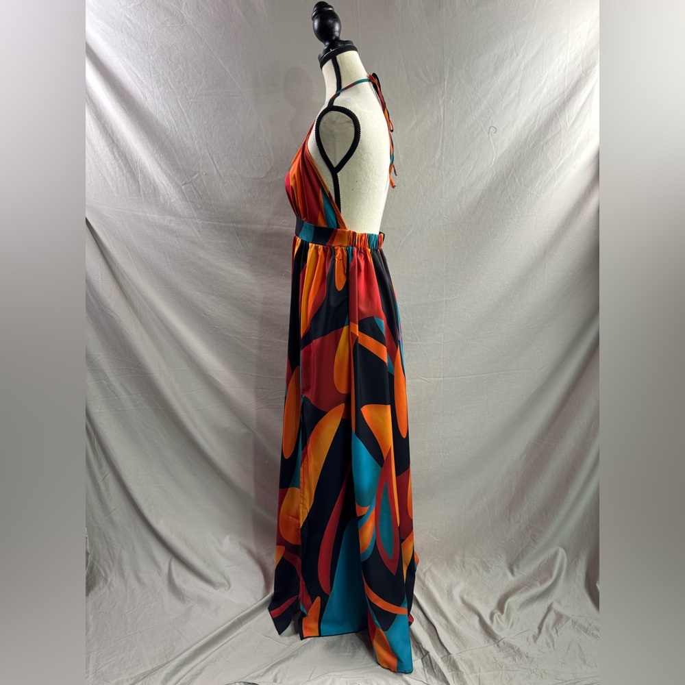 Boho Grahpic Print Cami Double Split Thigh Maxi Dress - Picture 8 of 9